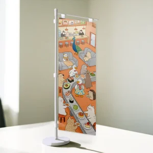 Custom Japanese Anime Double Sided Nobori Banner Flag Stand Pole Tent Bracket Outdoor Digital Printed Table Flag