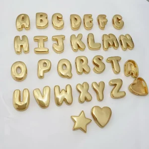 Custom Jewelry Letter Charms Cute Bubble Balloon Initial 3D Letter 18K Gold Plated Charms Pendant