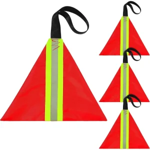 Custom Kayak Red Pennant Flag with Reflective Tape Waterproof Portable for Road Travel Signalling Safety