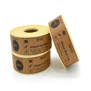 Custom Kraft Paper Labels Self adhesive Stickers Vintage High end Waterproof Vinyl PVC Cotton Paper Gold Foil Packaging Printing