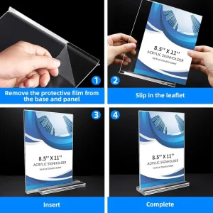 Custom L Shaped Acrylic Table Sign Holder High Quality Horizontal Display Stand