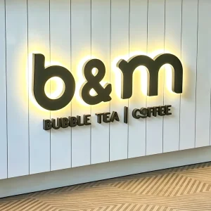 Custom LED Backlit Bubble Tea Shop Sign Boba Tea Store Logo Letters 3D Acrylic Wall Mounted Signage Cafe Restaurant