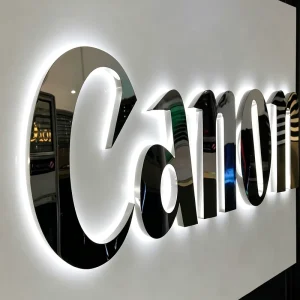 Custom LED Backlit Electronics Store Sign Illuminated 3D Stainless Steel Logo Letters For Shop Retail Store Showroom Reception