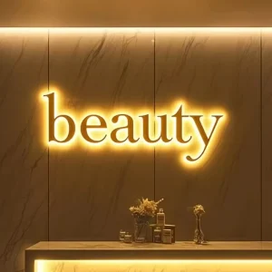 Custom LED Illuminated Logo Sign 3D Halo Lit Letters Clinic Business Signboard Metal Backlit Salon Sign