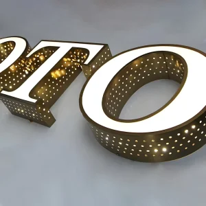 Custom LED Illuminated Sign Stainless Steel Trim Punching Holes Channel Letter Perforated LED Sign for Business Advertising Shop