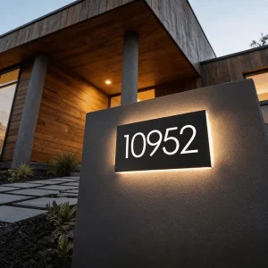 Custom LED Light Hollow Stainless Steel Acrylic Address House Number Door Sign For Advertising Home Shops