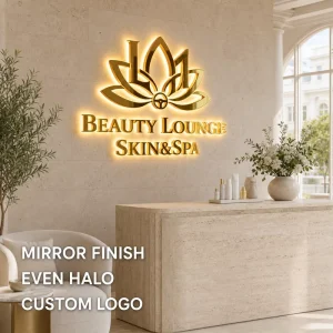 Custom LED Lights 3D Backlit Channel Letters Stainless Steel Halo Lit Logo LED Sign for Business Storefront Wall Led Sign