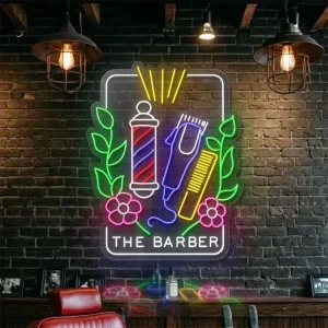 Custom LED Neon Sign for Barber Shop 3D Logo Light Sign Dimmable Business Advertising Store Decoration