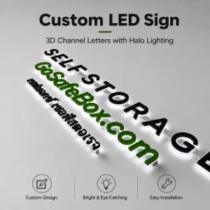 Custom LED Sign 3D Halo Lit Custom Channel Letters Reverse Backlit Business Logo Illuminated Sign For Shop Storefront Wall