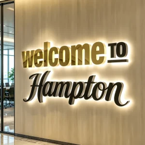 Custom LED Sign for Business 3D Backlit Logo Sign Gold Stainless Steel Acrylic Letters Outdoor Waterproof Storefront Signage