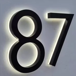 Custom LED Waterproof Stainless Steel Outdoor Address Plaque IP54 Weather Resistance 12V/24V Voltage Customizable Size Color