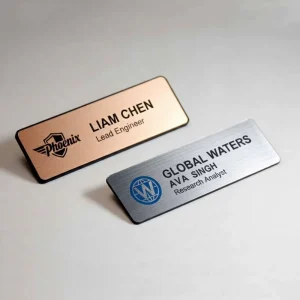 Custom LOGO Blank Metal Aluminium Sublimation Reusable Employee Staff Magnetic Nametag Name Badge With Magnet