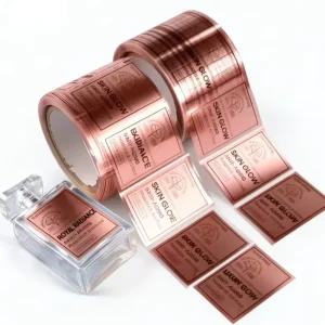Custom Labels Hot Stamped Gold Foil Transparent PVC UV Cosmetic Logo Stickers Waterproof Self Adhesive