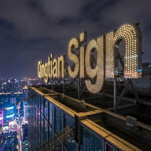 Custom Large Rooftop Perforated Letter Sign Heavy Duty 3D Stainless Steel LED Luminous Letters for High Rise Building Branding