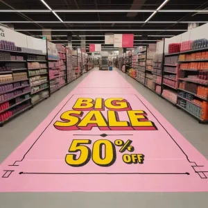 Custom Larger Size Advertising Indoor Supermarket Promotional Floor Adhesive Sticker