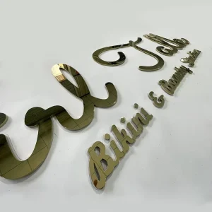 Custom Laser Cut Solid Stainless Steel Gold Polished Alphabet Logo Signage Metal Personalized Letter Signs for Wall Art Decor