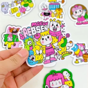 Custom Laser rainbow Vinyl Waterproof Logo Sticker Transparent Adhesive Cartoon Hologram Die Cut Stickers Printing