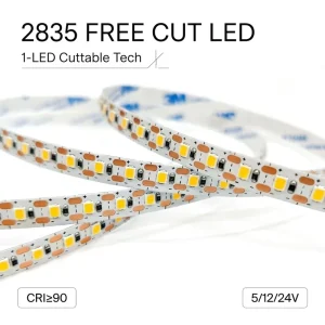 Custom Length LED Cuttable Strip Light 2835 CRI90 Flexible Bare LED Tape Low MOQ