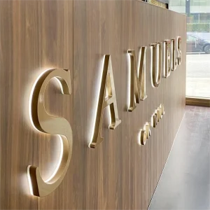 Custom Letter 3D Backlit LED Luminous Logo Wall Letter Sign Stainless Steel Metal 3D Channel LED Sign Letter