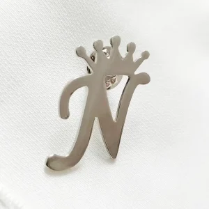 Custom Letter Metal Badge Set Hollowed out Cursive English Brooch Personalized Accessory for Company Logo