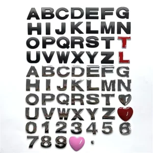 Custom Letter Number Car Badge, Custom 3D Alphabet Digit Sticker for Car Tuning DIY Name Decoration