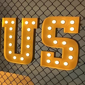 Custom Light Bulb Letter Illuminated Bulbs Sign LED Lighted Letters Perforated Signs for Business Store Signboard