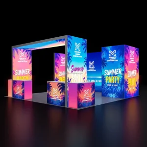 Custom Lightbox Trade Show Booth 20x20ft Modular Backlit LED Fabric Display Exhibition Stand Aluminum Frame Portable