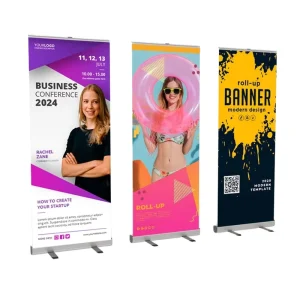 Custom Lightweight Aluminum Printed Roll Up Banner Stand Retractable Frame Tool Free Assembly 1.0mm Thickness for Advertising