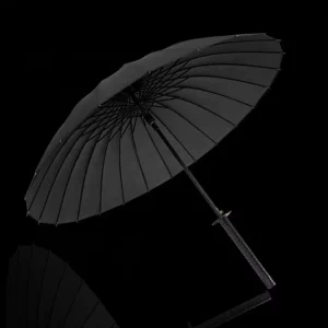 Custom Logo 16 Rib Samurai Straight Rib Umbrella Wind Resistant Automatic Open Parasol for Promotional Gift