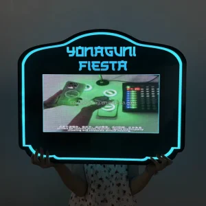 Custom Logo APP Programmable RGB Flash Rechargeable LED Handheld Video Display Sign Board Events Party Bar Display Stand Racks