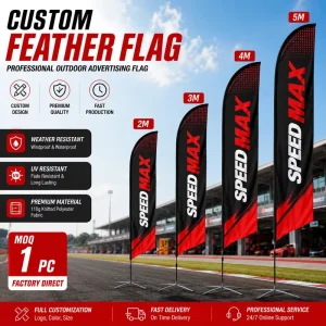 Custom Logo Aluminum Alloy Feather Flag Outdoor Beach Banner Waterproof Windproof Advertising Flying Flag Pole Stand Flag