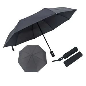 Custom Logo Black 3 Folding Umbrella Windproof Automatic Open Close Travel Compact Rain Parasol for Business Gift Travel
