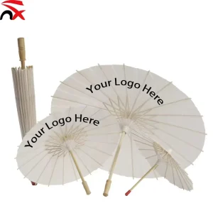 Custom Logo Blank White Paper Parasol Bamboo Handmade DIY Painting Umbrella Wedding Party Photo Prop Festive Decoration