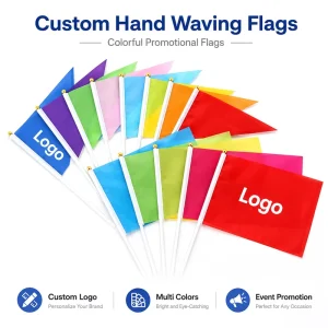 Custom Logo Campaign Advertising Use Hand Waving Flags Promotional Printed Sports Fans Mini Flags with Stick for Events