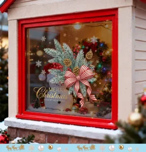 Custom Logo Christmas Window Clings OEM Static Sticker Decals Factory Direct Snowflake Snowman Set for Glass Windows