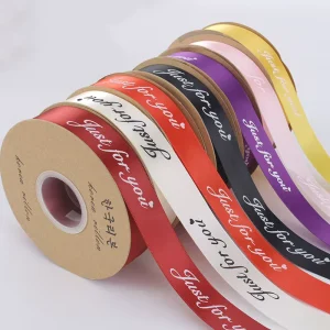 Custom Logo Decorated Polyester Satin Ribbon Fashionable Printed Logo Gift Ribbon for Garment Christmas Birthday Halloween