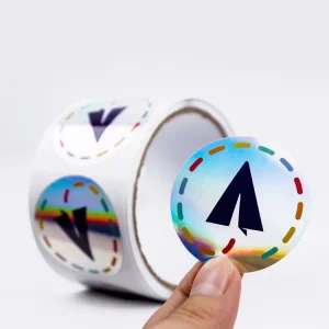 Custom Logo Die Cut Shiny Silver Laser Hologram Sticker Label UV Resistant Waterproof Vinyl Glitter Holographic Decal