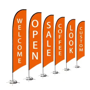 Custom Logo Digital Printed Polyester Waterproof Durable Outdoor Feather Pennant Flag Easy Install Sports Beach Promotional