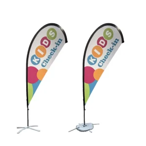 Custom Logo Digital Printing Outdoor Cloth Kids Feather Pennant Teardrop Flags and Banners with Fiberglass Base for Advertising
