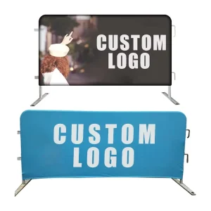 Custom Logo Double Side Crowd Control Fence Fabric Cover Barricade Barrier Cover Crowd Control Banner
