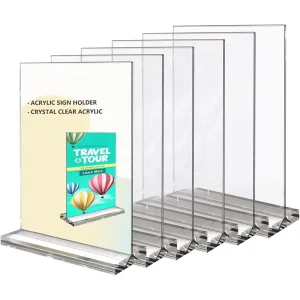 Custom Logo Double Sided Clear Acrylic Table Sign Stand A4 Clear Desktop Advertising Display Card for Conference Menu
