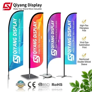 Custom Logo Double Sided Flying Feather Teardrop Beach Flag Banner Outdoor Advertising Sublimation Printed Exhibitions Events