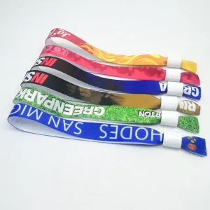 Custom Logo Eco Friendly Polyester Heat Transfer Printed Advertising Gift Woven Fabric Wristband for Events