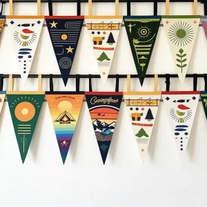 Custom Logo Felt Pennant Triangle Flag Small Custom Felt Pennant Banner Personalized Sign Banner Eco Friendly