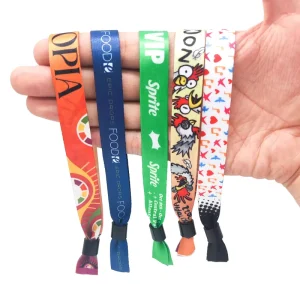 Custom Logo Folk Art Environmental Friendly Fabric Promotional Printed Wristband for Events Festivals Heat Transfer Printing