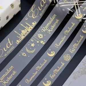 Custom Logo Gold Silk Screen Printing Gift Wrapping Transparent Ribbon for Florist Boutique