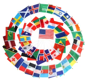 Custom Logo Handheld Waving Small Flag Polyester Hand Flag for Football Election Sports Event Decoration