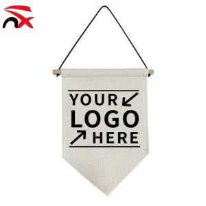 Custom Logo Hanging Pennant Flag Linen Wall Banner Custom Pennant Banner Triangle Hanging Flag for Home Decor