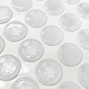 Custom Logo Holographic Crystal Label Silicone Epoxy 22mm Dome Decal TV Logo Sticker Clear Epoxy Resin For Badges
