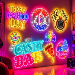 Custom Logo LED Neon Sign Energy Saving UV Neon Flex Light IP65 Waterproof for Barber Shop Candy Bar Store Wall Decor